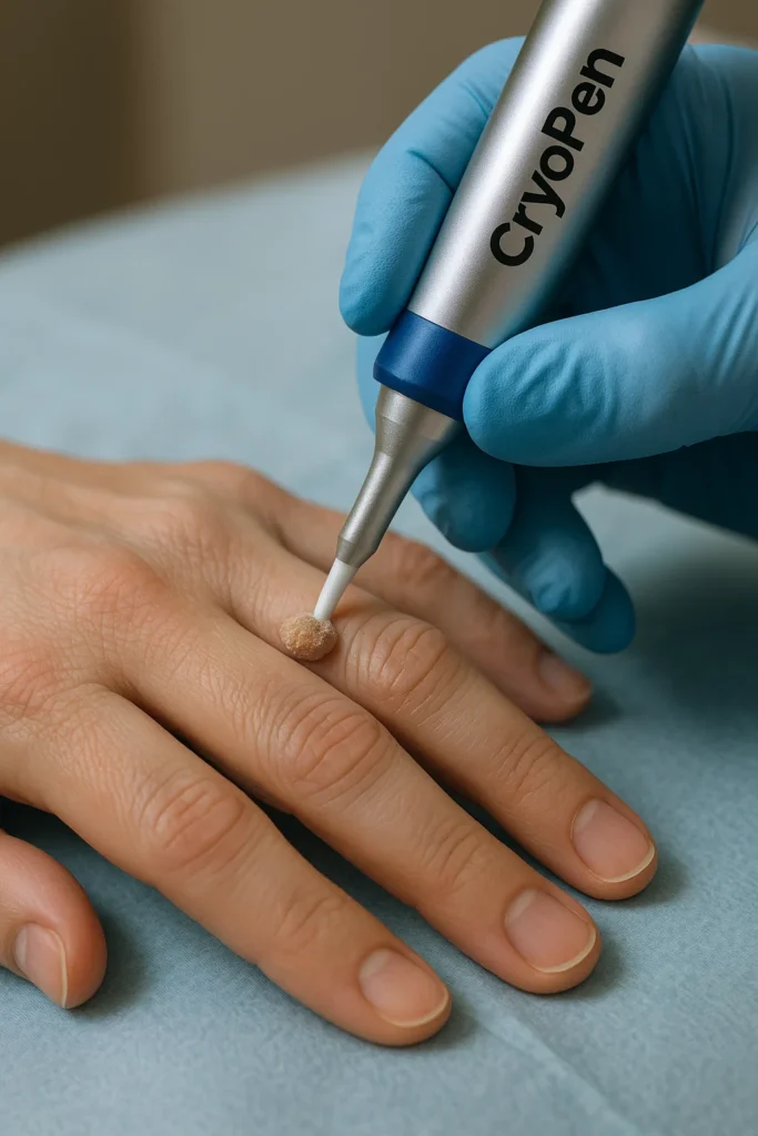 example of cryopen wart removal Bristol treatment on a persons finger