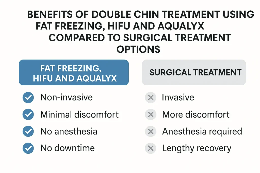 Graphic about the benefits of double chin treatment Bristol - from LA LIPO