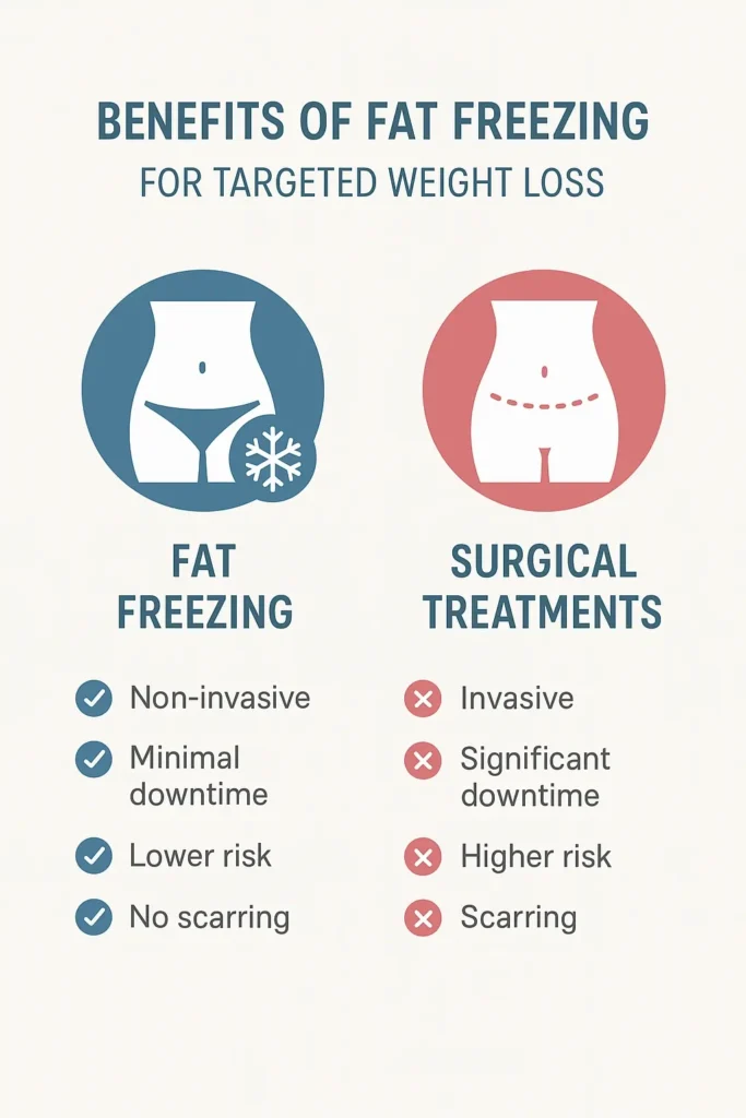 graphic showing the benefits of fat freezing Bristol