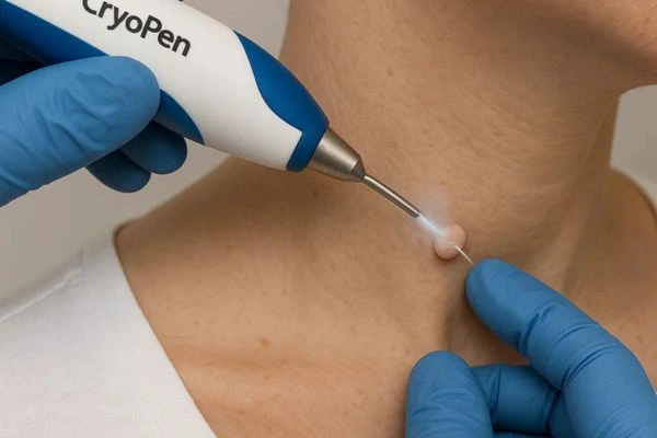 Person receiving Cryotherapy skin tag removal Bristol