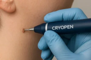 Person receiving skin tag removal Bristol