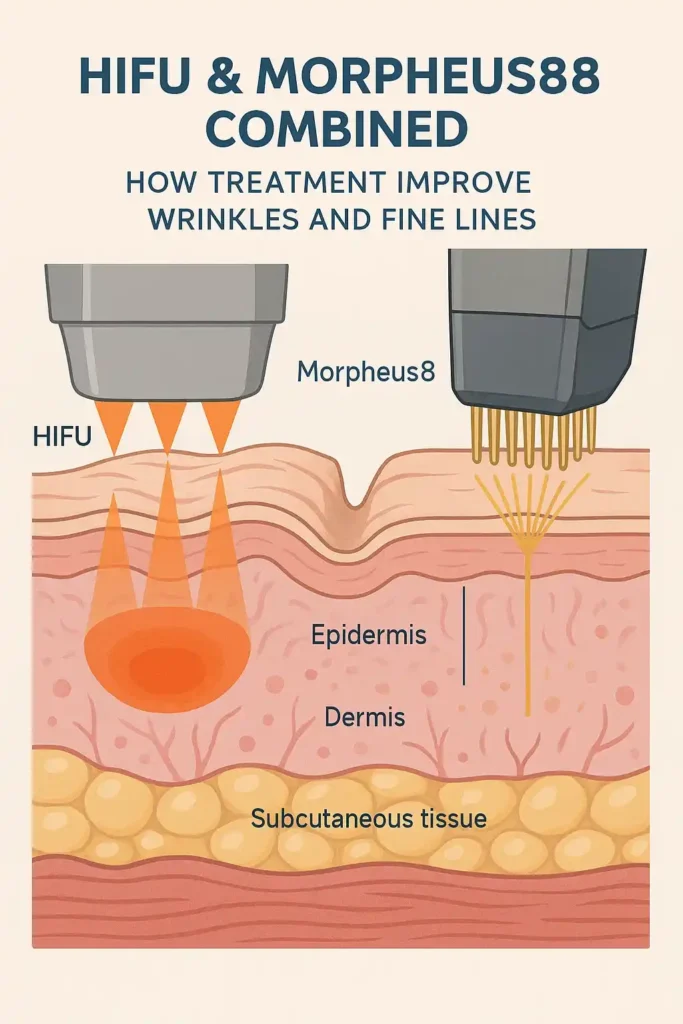 Diagram showing HIFU & Morpeus8 Bristol and the benefits for reduction in wrinkles and fine lines