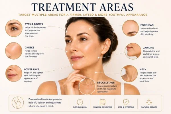 Areas of treatment for the ultimate lift tighten treatment Bristol